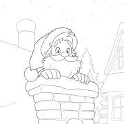 Malvorlage Weihnachtsmann im Schornstein